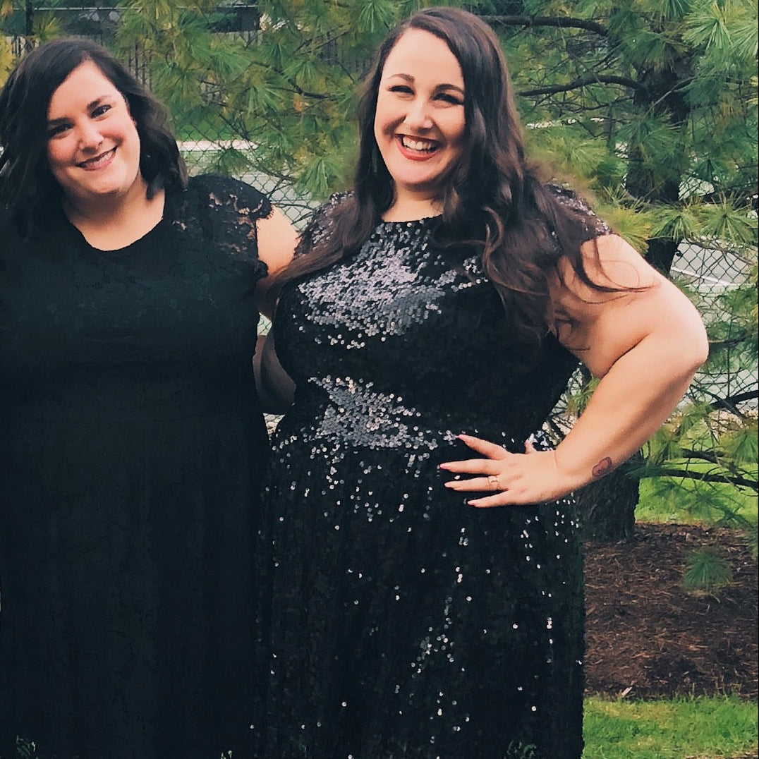 Black Sequin Fit and Flare Cap Sleeve Dress