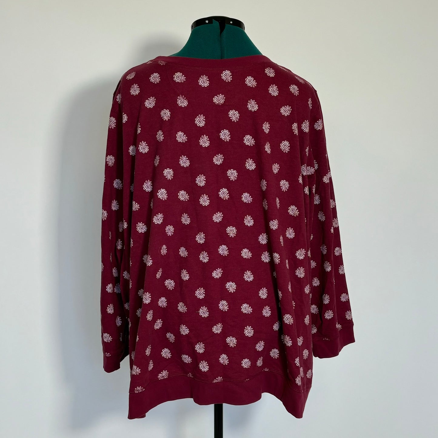 Red Sweatshirt with White Flower Pattern