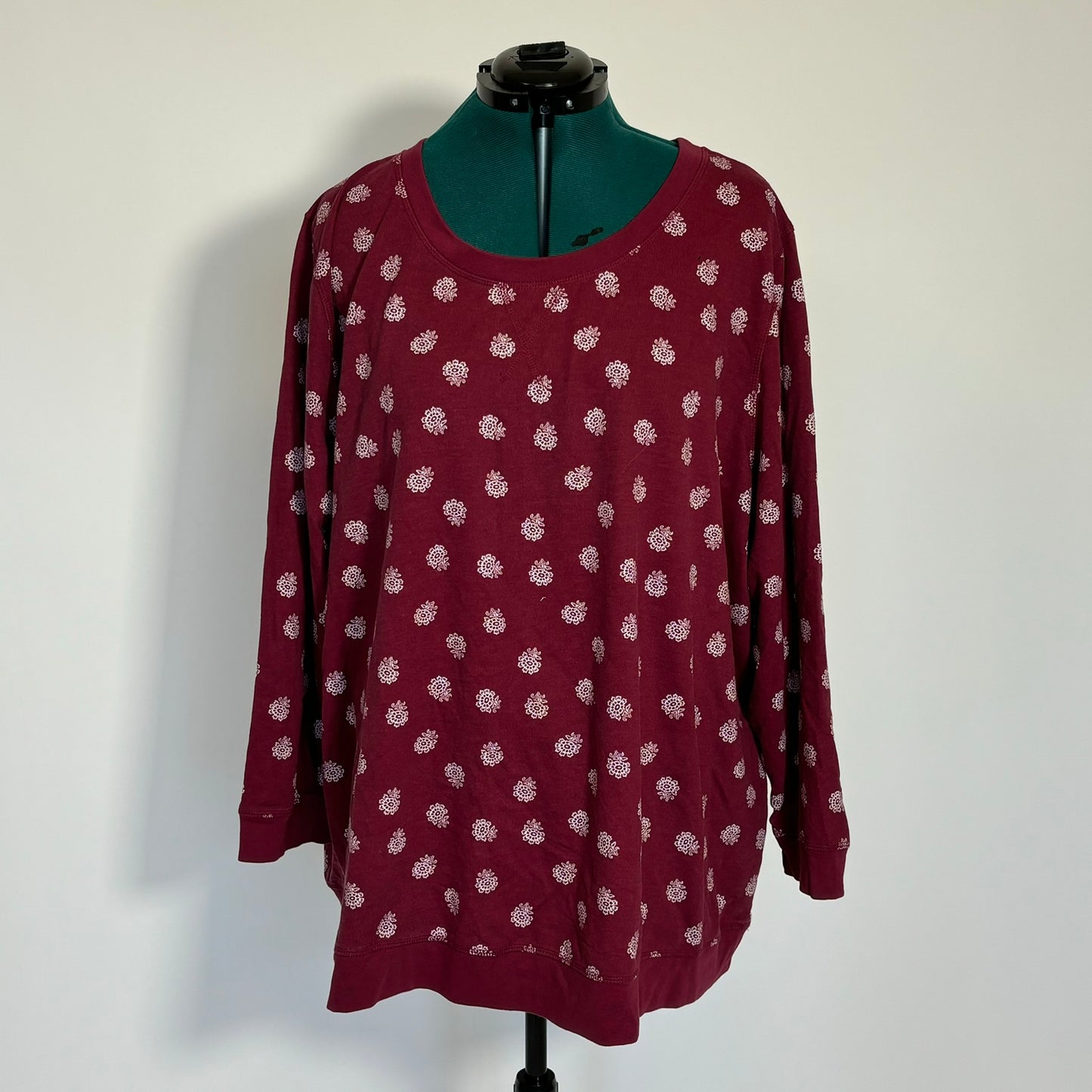 Red Sweatshirt with White Flower Pattern