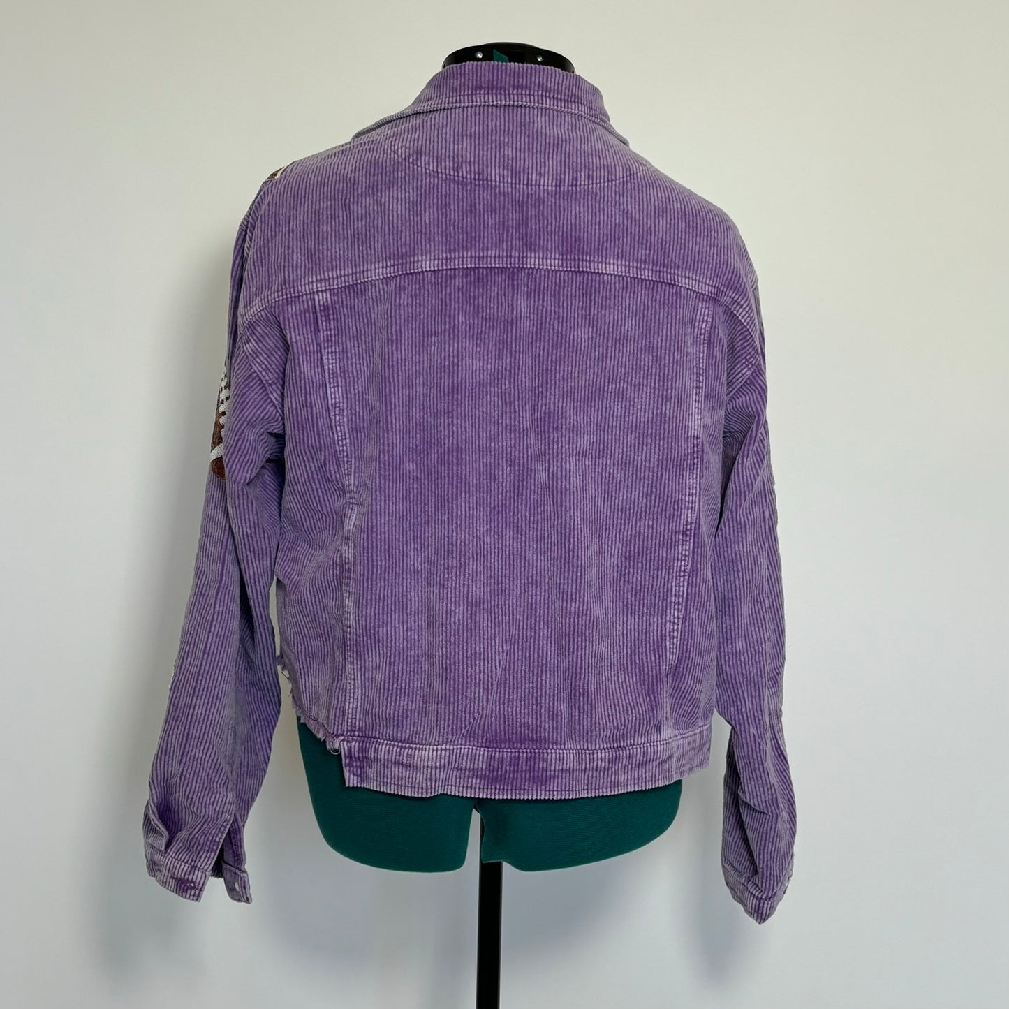 Purple Corduroy Jacket with Sequin Football Patches