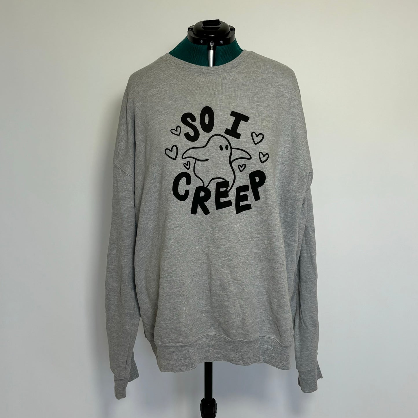 Grey "So I Creep" Ghost Graphic Sweatshirt