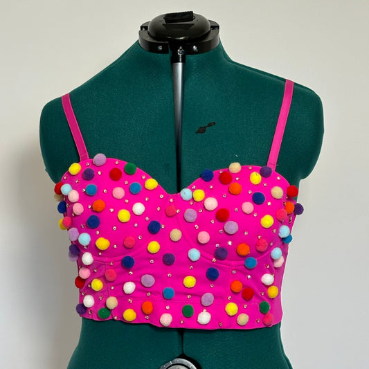 Hot Pink Pom Pom Bustier