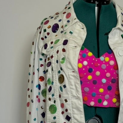 Upcycled Rhinestone Denim Jacket Inspired by Dolce & Gabbana