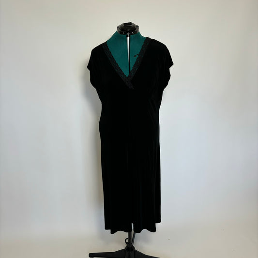 Black Slinky Slip Dress with Lace Surplice Neckline NWT