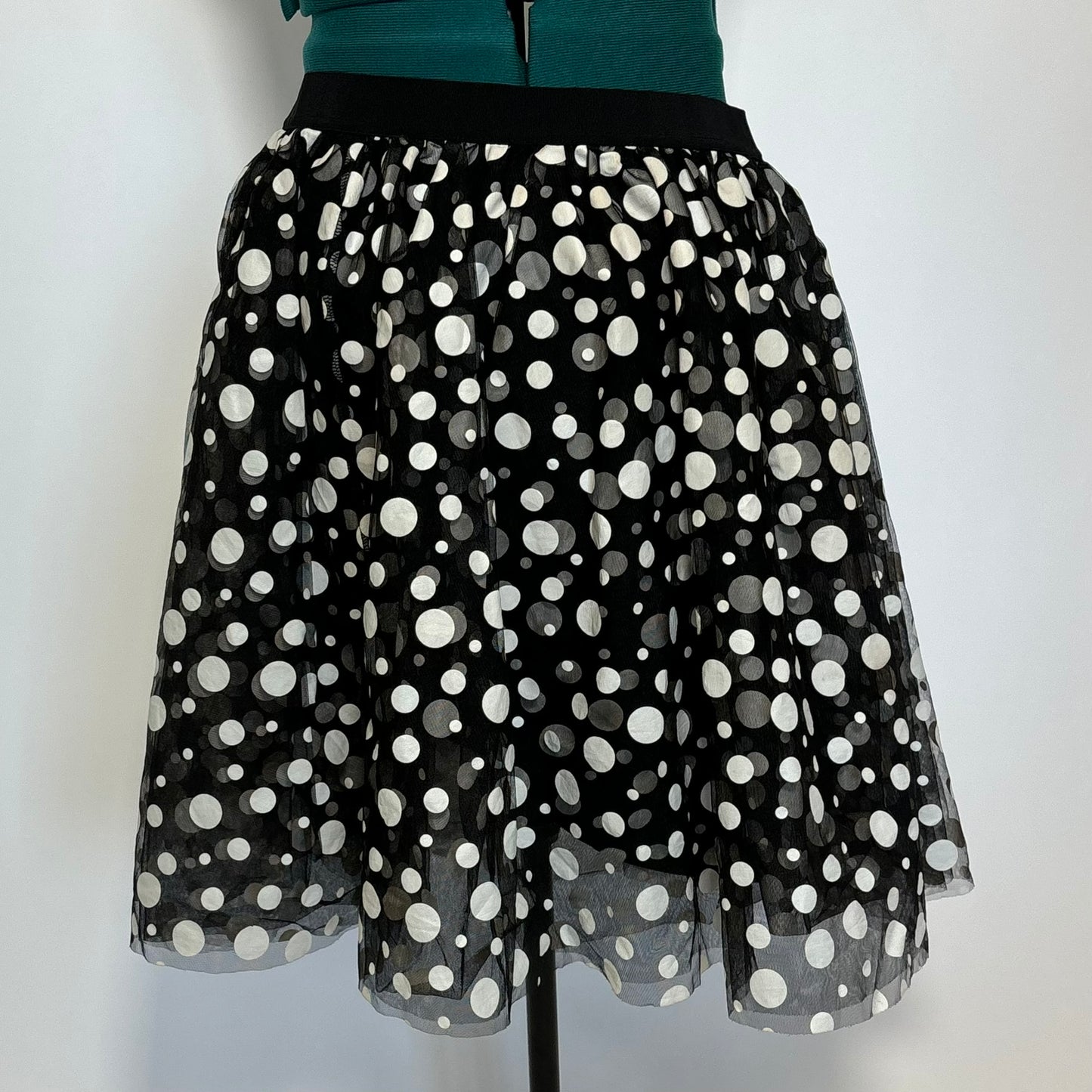 Black and White Polka Dot Tulle Skirt