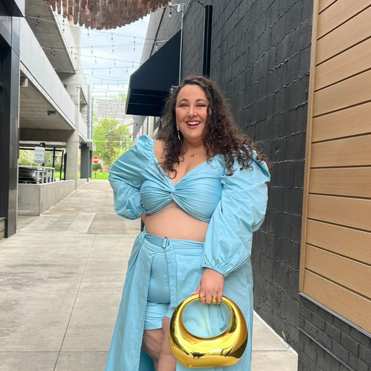 Blue Puff Sleeve Crop Top NWT