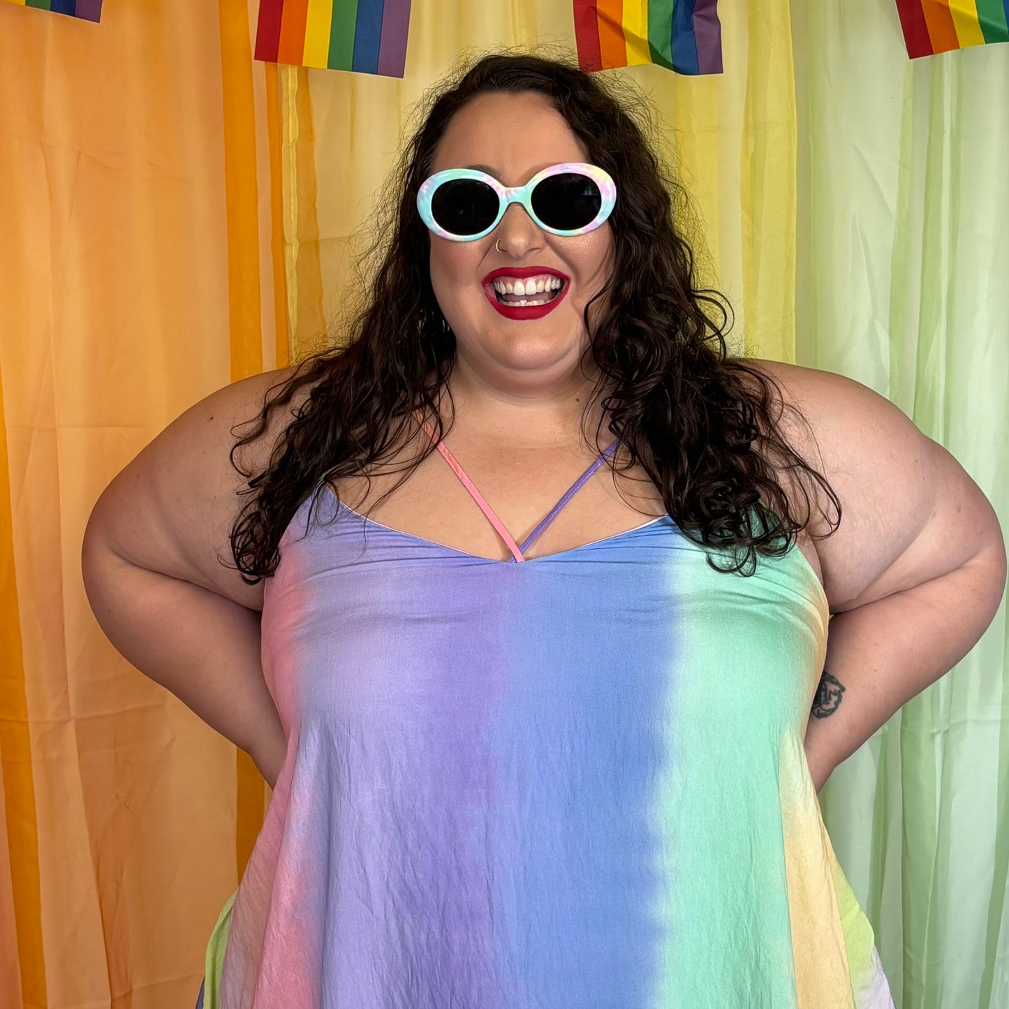 Eloquii Pastel Rainbow Ombré Maxi Dress