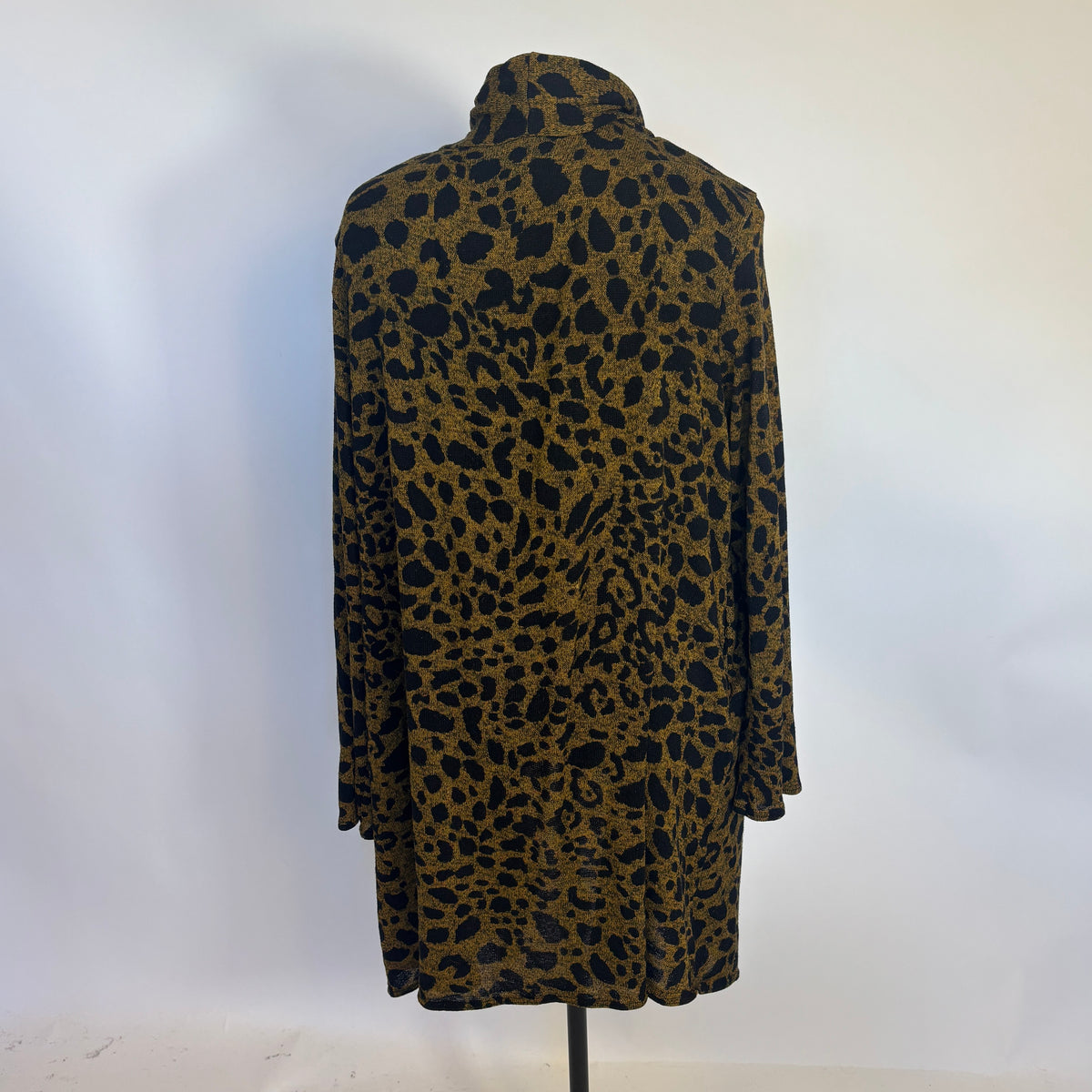 Grungy Yellow and Black Leopard Print Open Front Cardigan