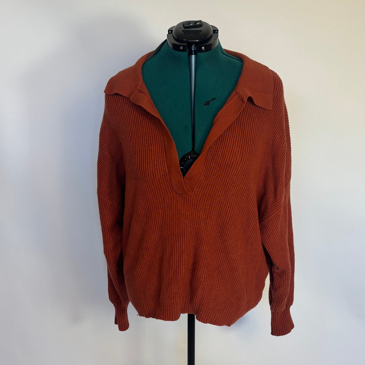 Eloquii Elements Rust Colored Ribbed Sweater