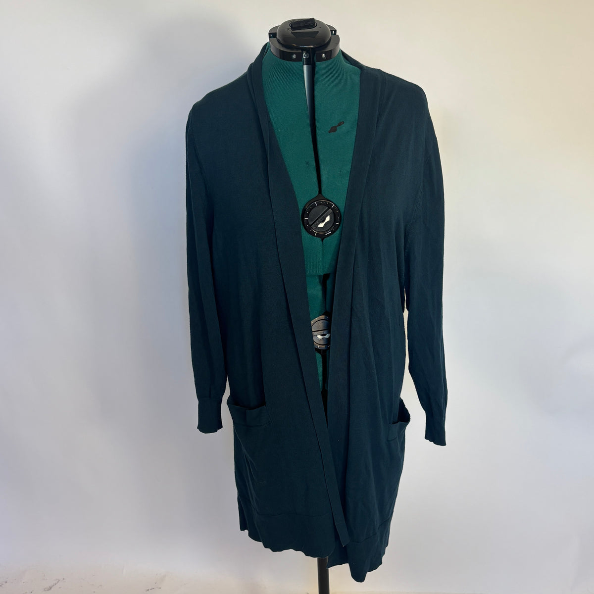 Teal Longline Open Front Cardigan Sweater
