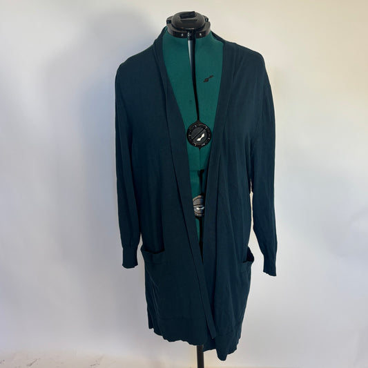 Teal Longline Open Front Cardigan Sweater