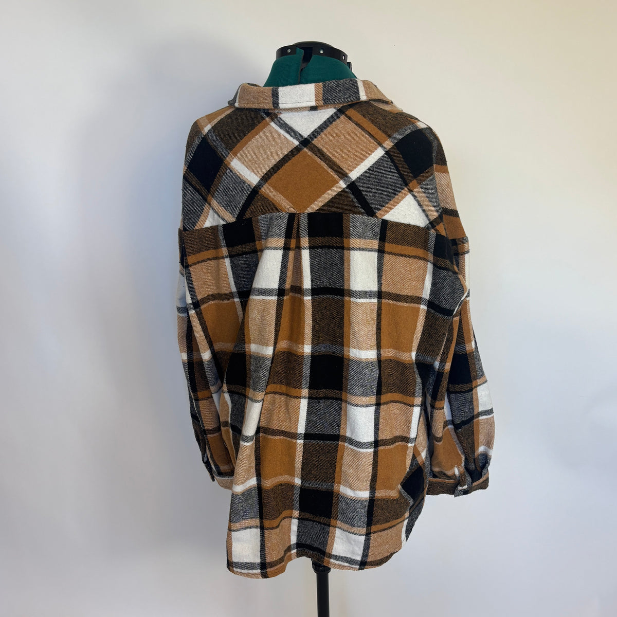 Neutral Tone Plaid Flannel Shacket