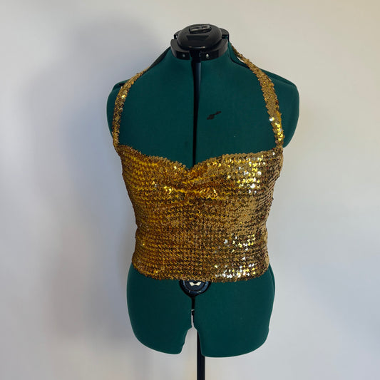 Vintage Fredericks of Hollywood Gold Sequin Halter Top