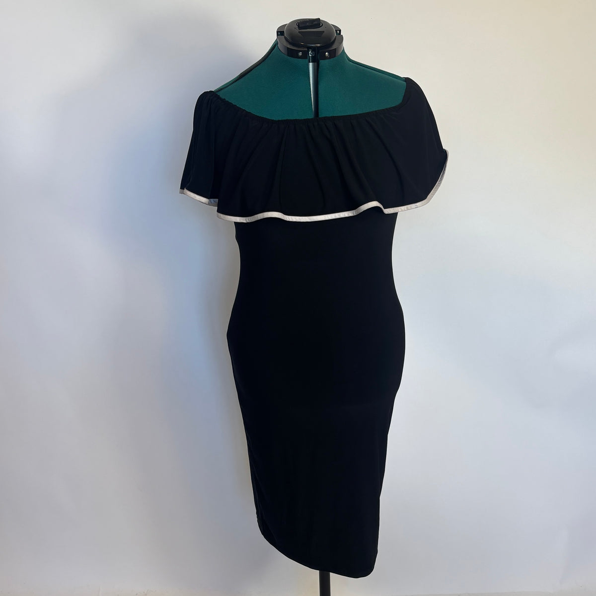 Black Off the Shoulder Bodycon Dress with Ruffle Detail