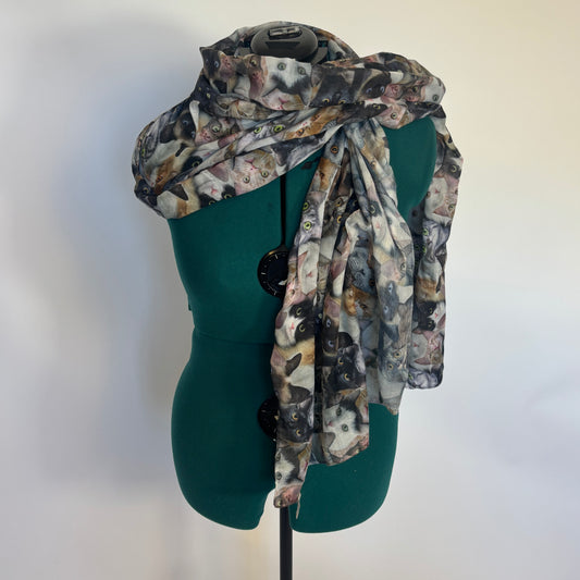 All-Over Cat Print Scarf/ Shawl