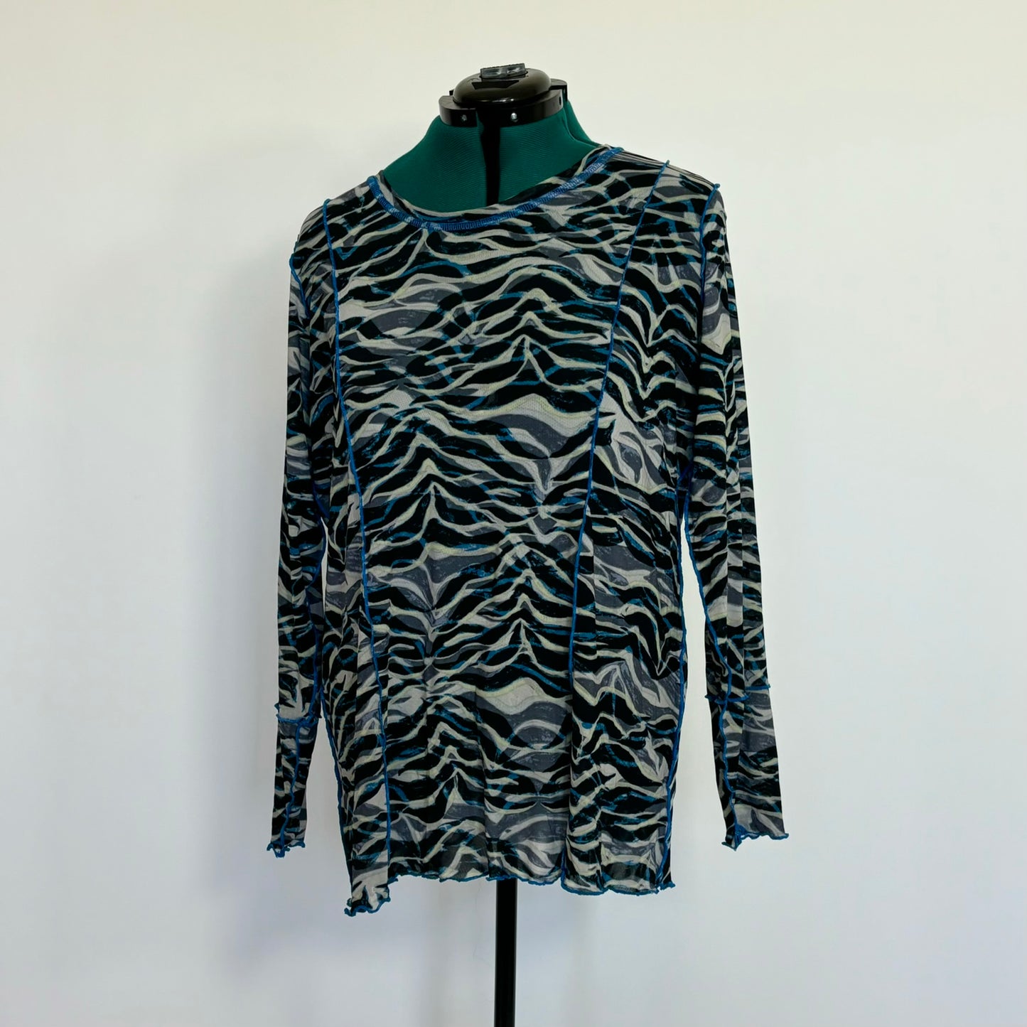 Vintage Zebra Print Mesh Top