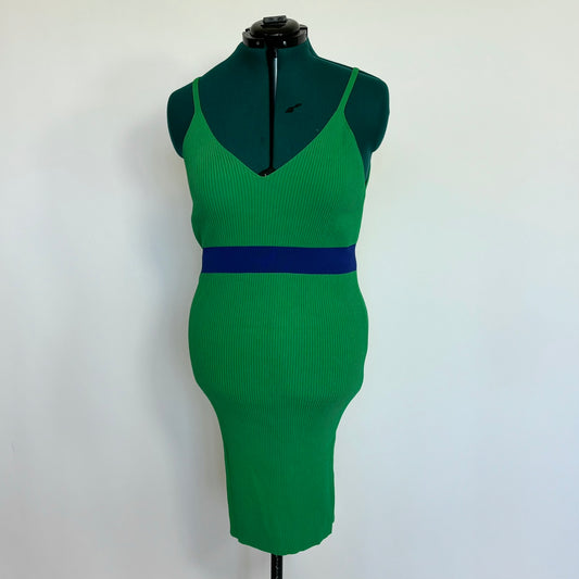 Green Knit Bodycon Dress with Blue Stripe NWT