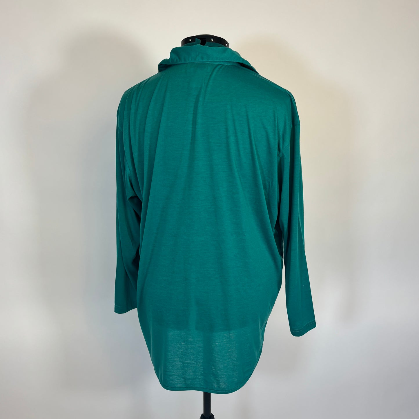 Vintage Teal Button Down Top with Rhinestone and Beading Details