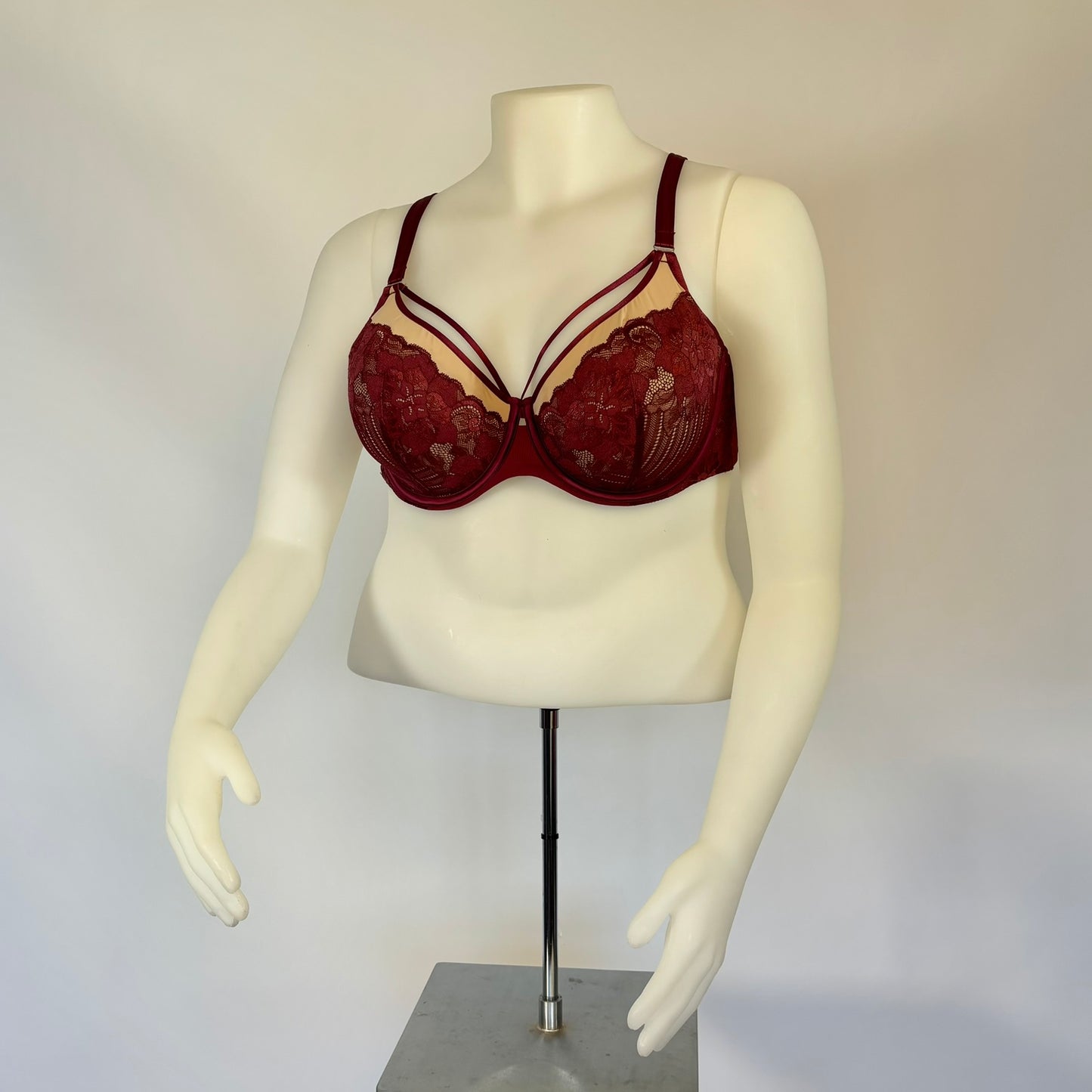 Burgundy and Nude T Shirt Bra (42D)