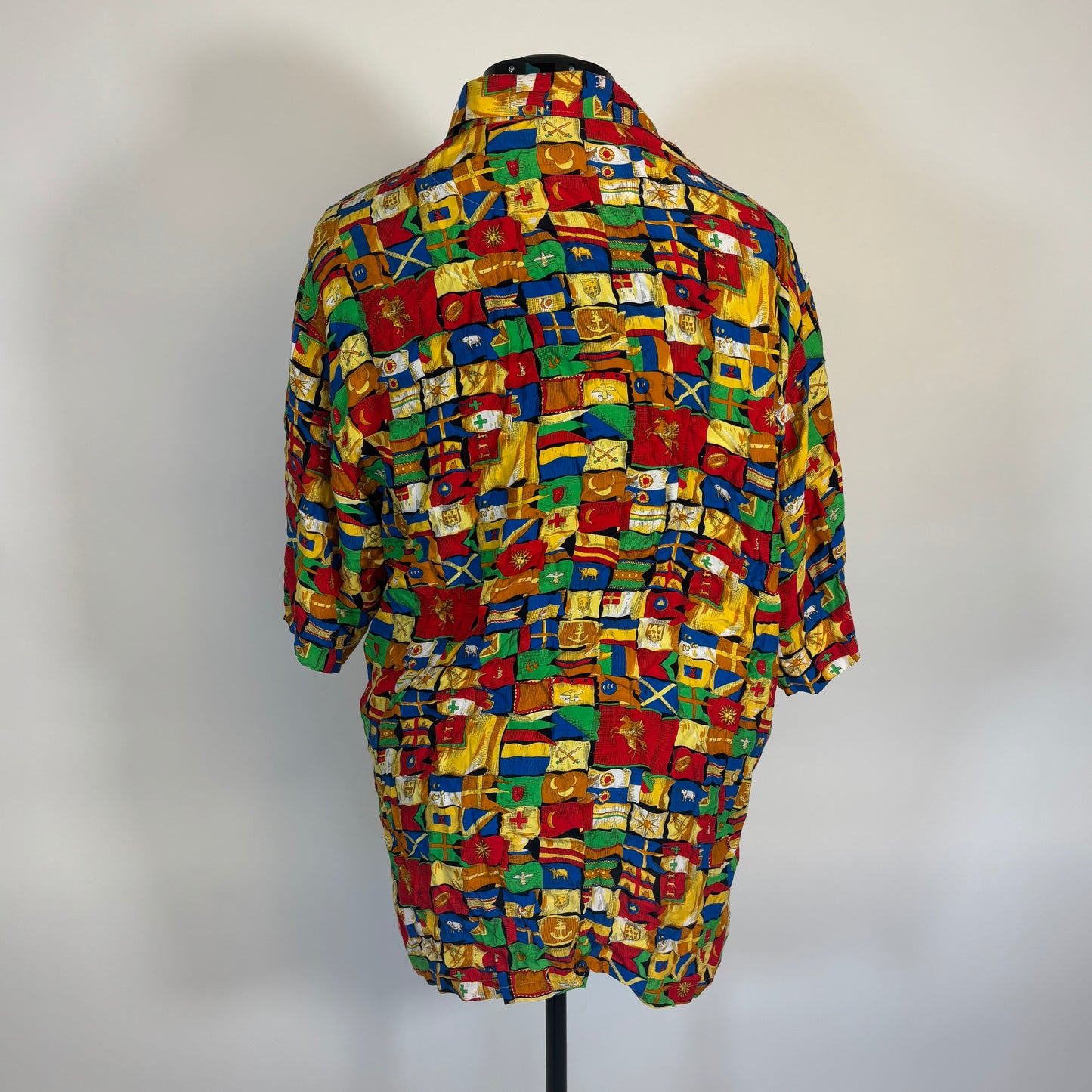 Vintage Men's Flag Print Short Sleeve Button Down