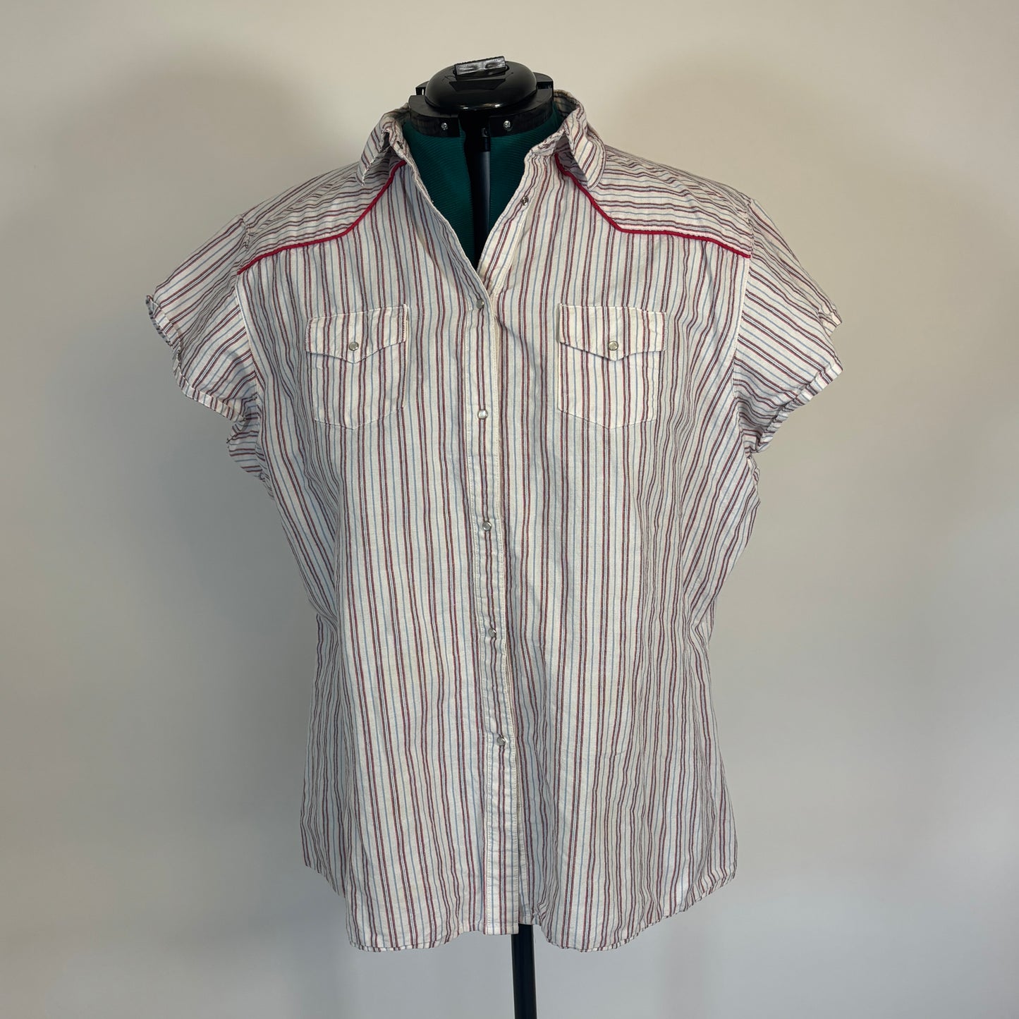 Vintage Wrangler Blues Striped Western Style Button Front Top