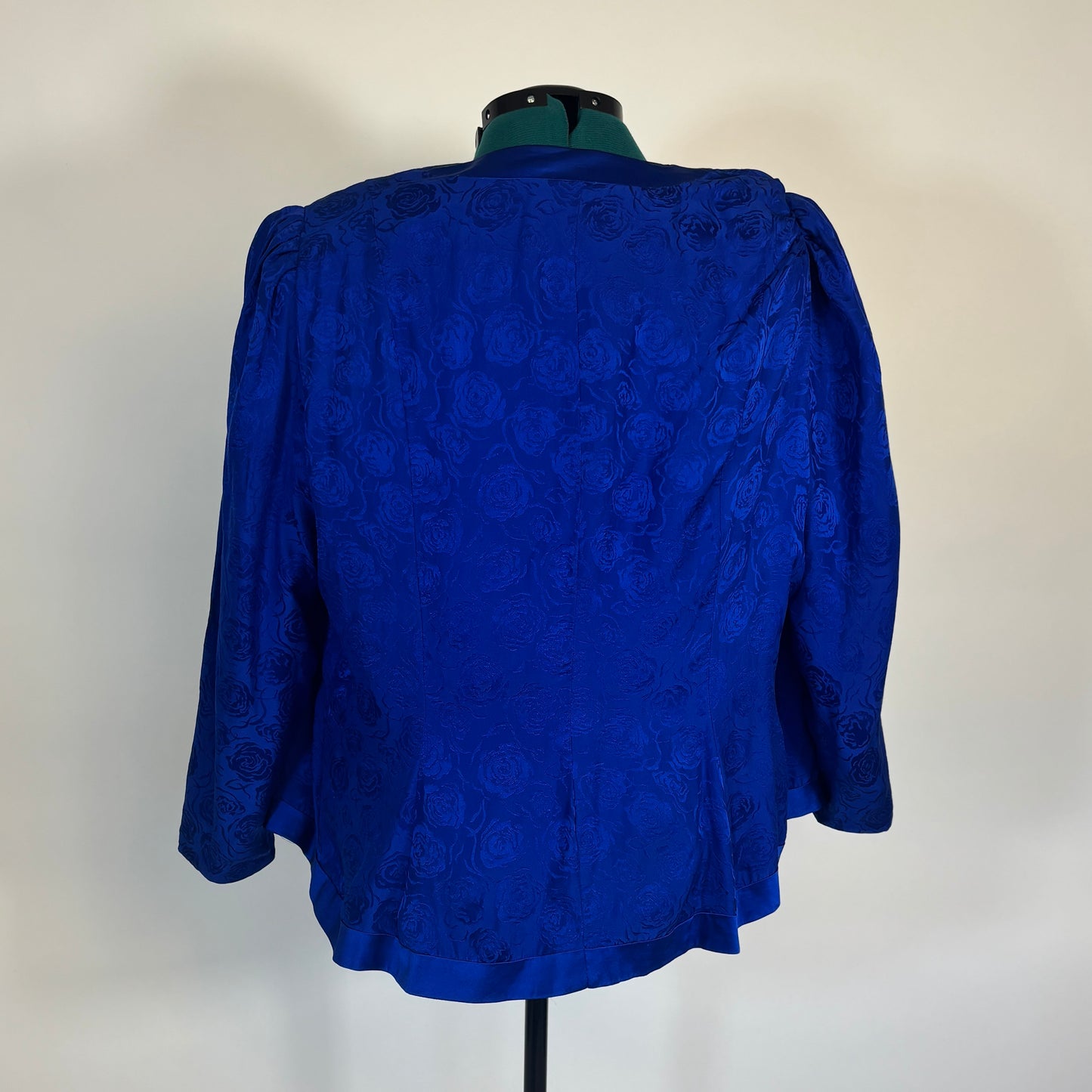 Vintage Blue Floral Brocade Button Front Top