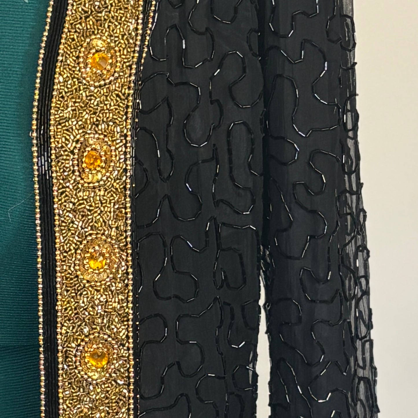 Vintage Black and Gold Beaded Open Front Top