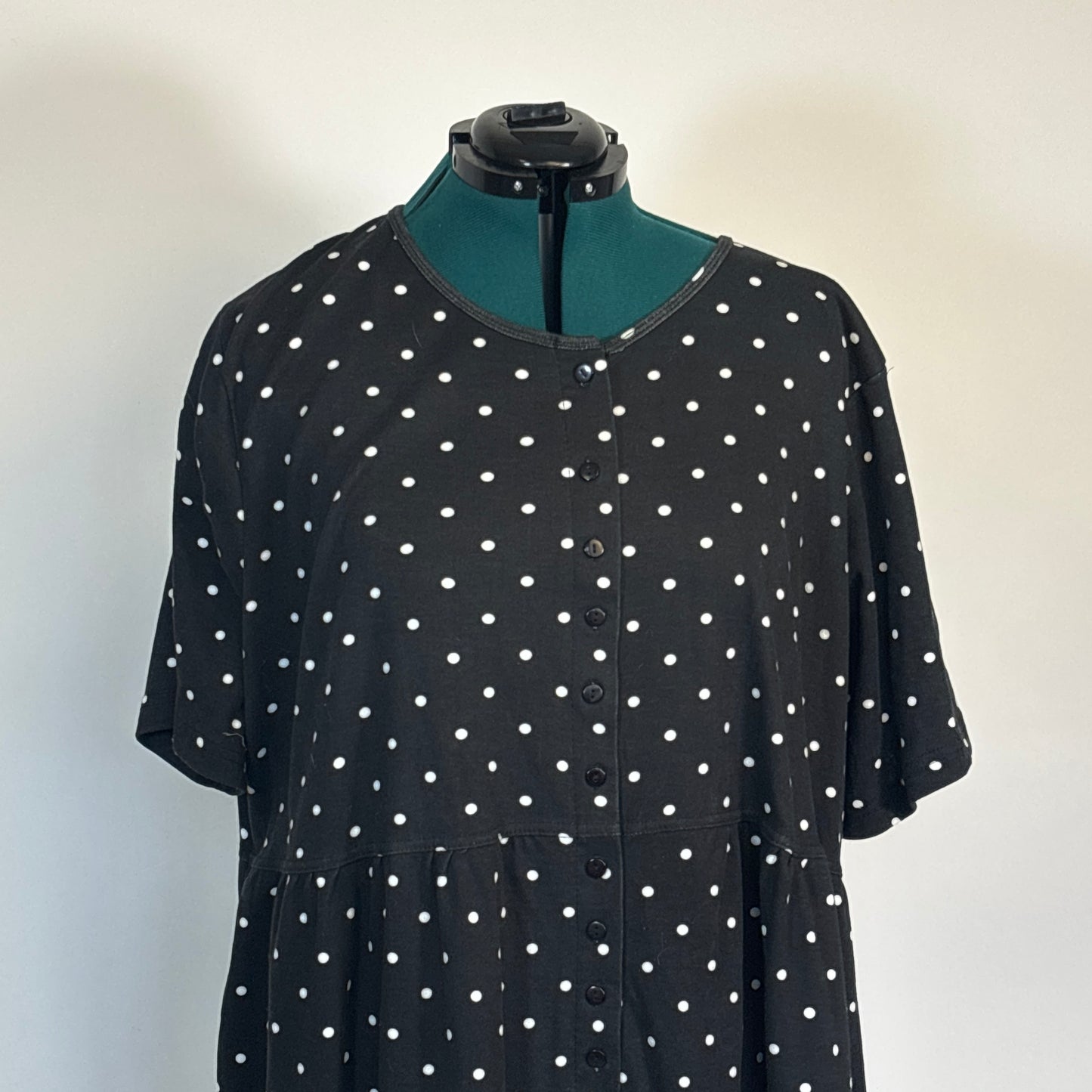 Vintage Black and White Button Front House Dress