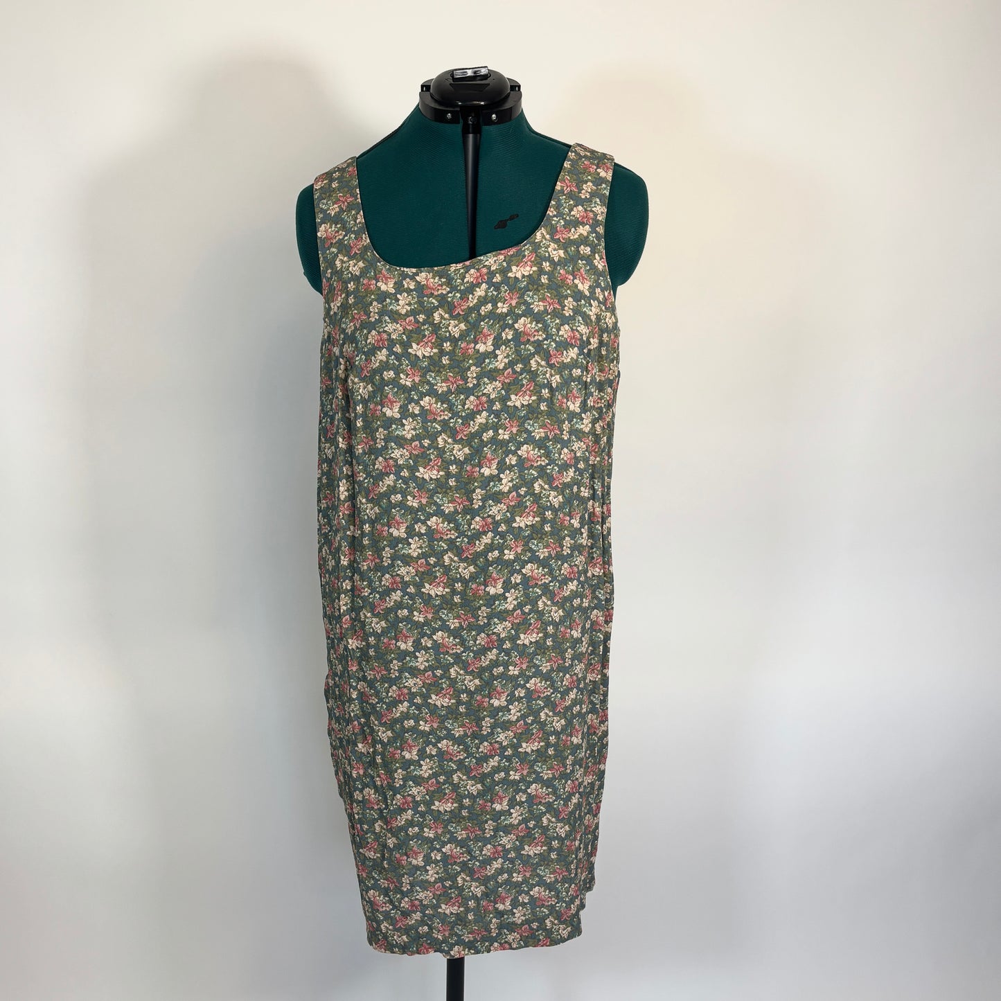 Vintage Green Floral Sleeveless Dress