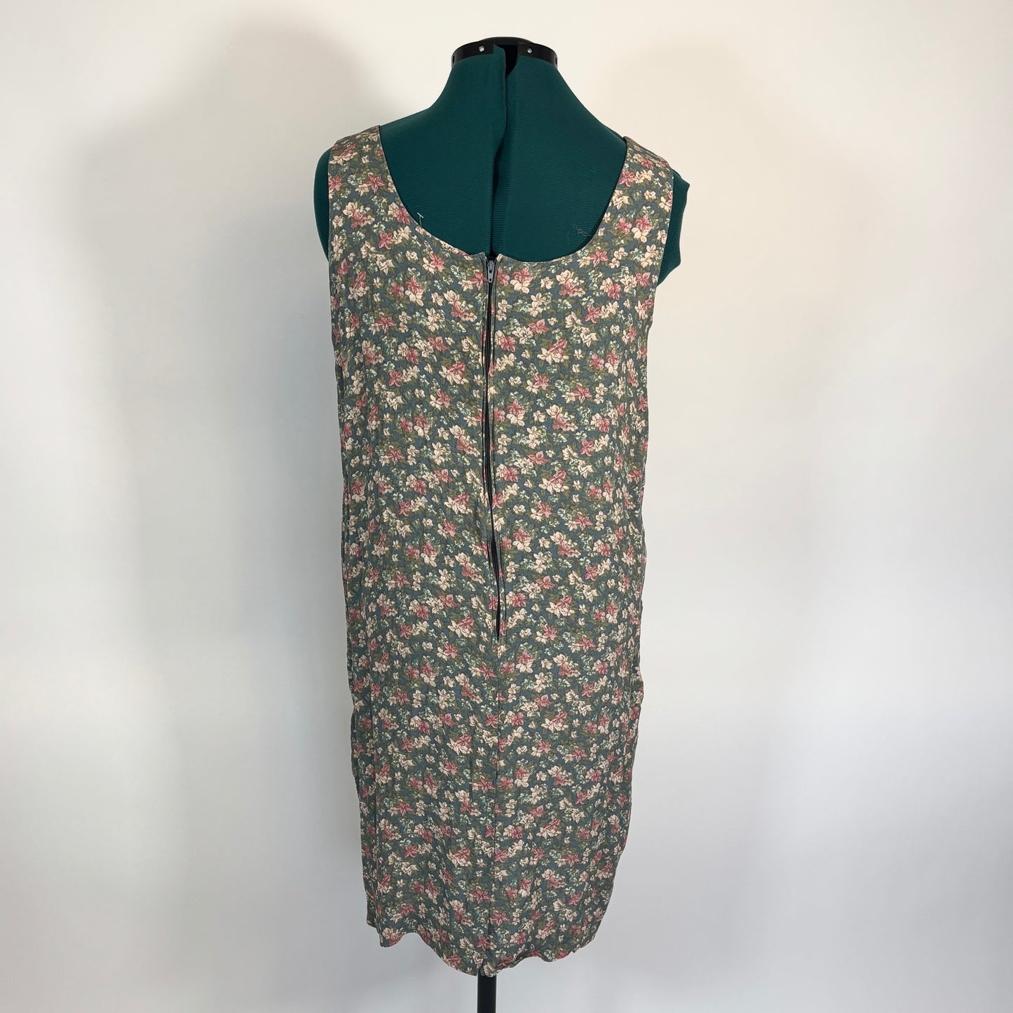 Vintage Green Floral Sleeveless Dress