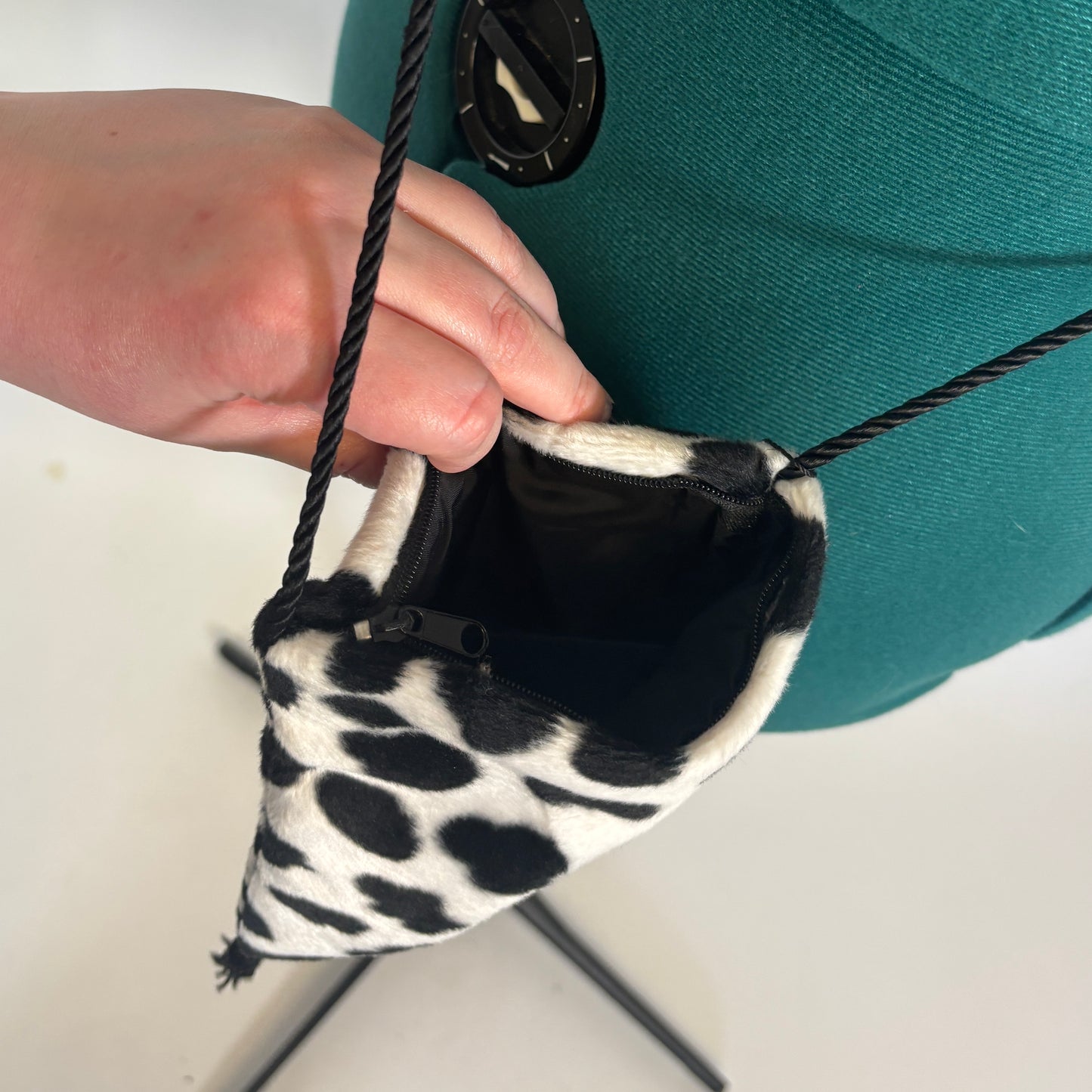 Vintage Faux Fur Cow Print Mini Crossbody Purse