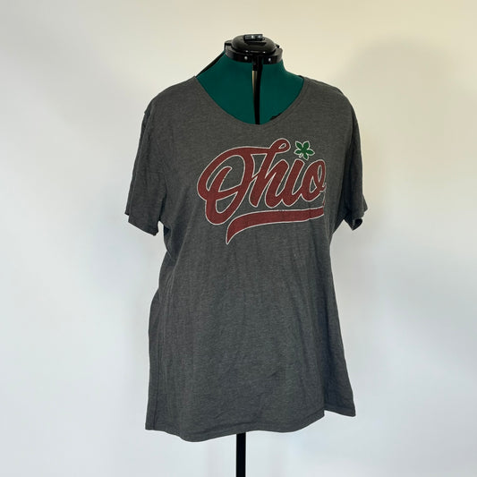 Heather Gray Ohio V Neck Graphic Tee