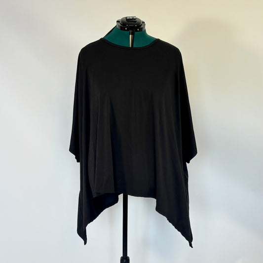 Black Drop Shoulder Handkerchief Hem Top