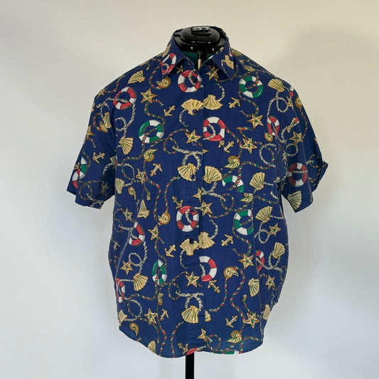Vintage Cabin Creek Nautical Short Sleeve Button Down
