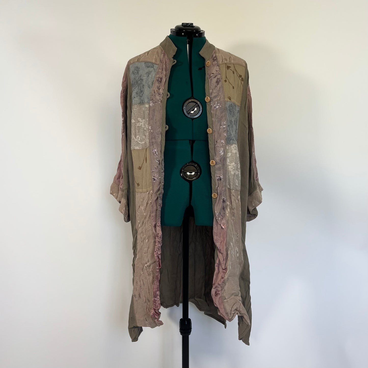 Vintage Button Front Patchwork Duster