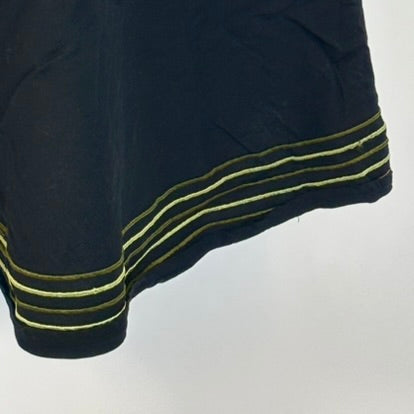 Vintage Navy Bell Skirt with Green Striped Hem