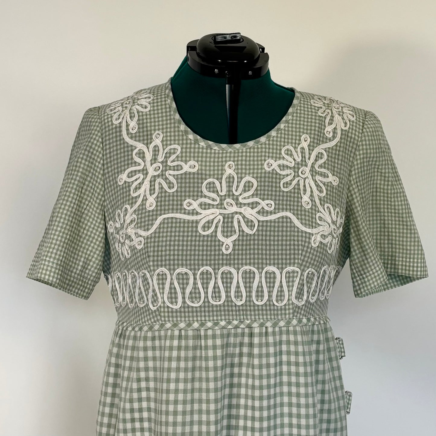 Vintage Plaza South Mint and White Gingham 90s Teacher Dress