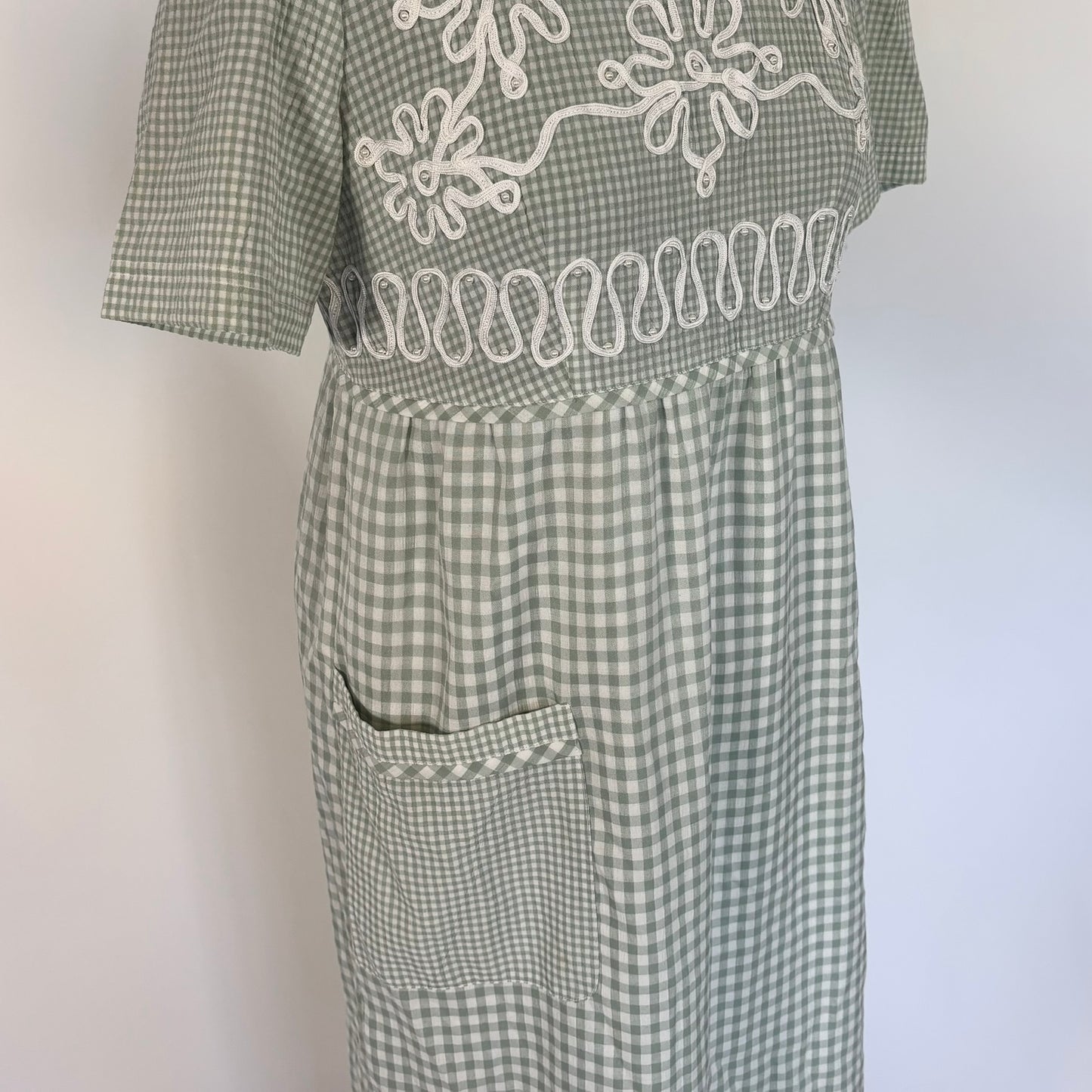Vintage Plaza South Mint and White Gingham 90s Teacher Dress
