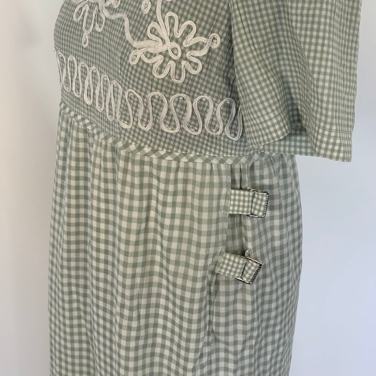 Vintage Plaza South Mint and White Gingham 90s Teacher Dress