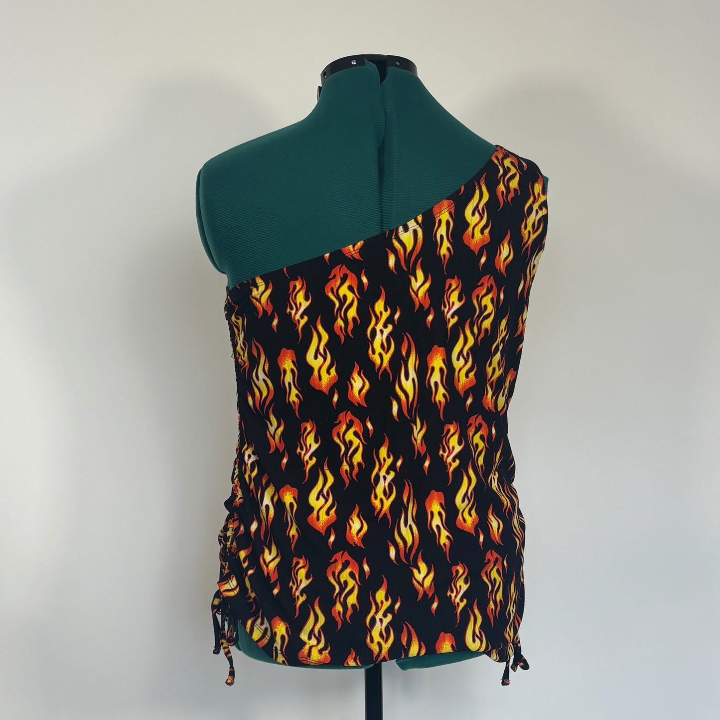 Flame Print Ribbed One Shoulder Top NWT