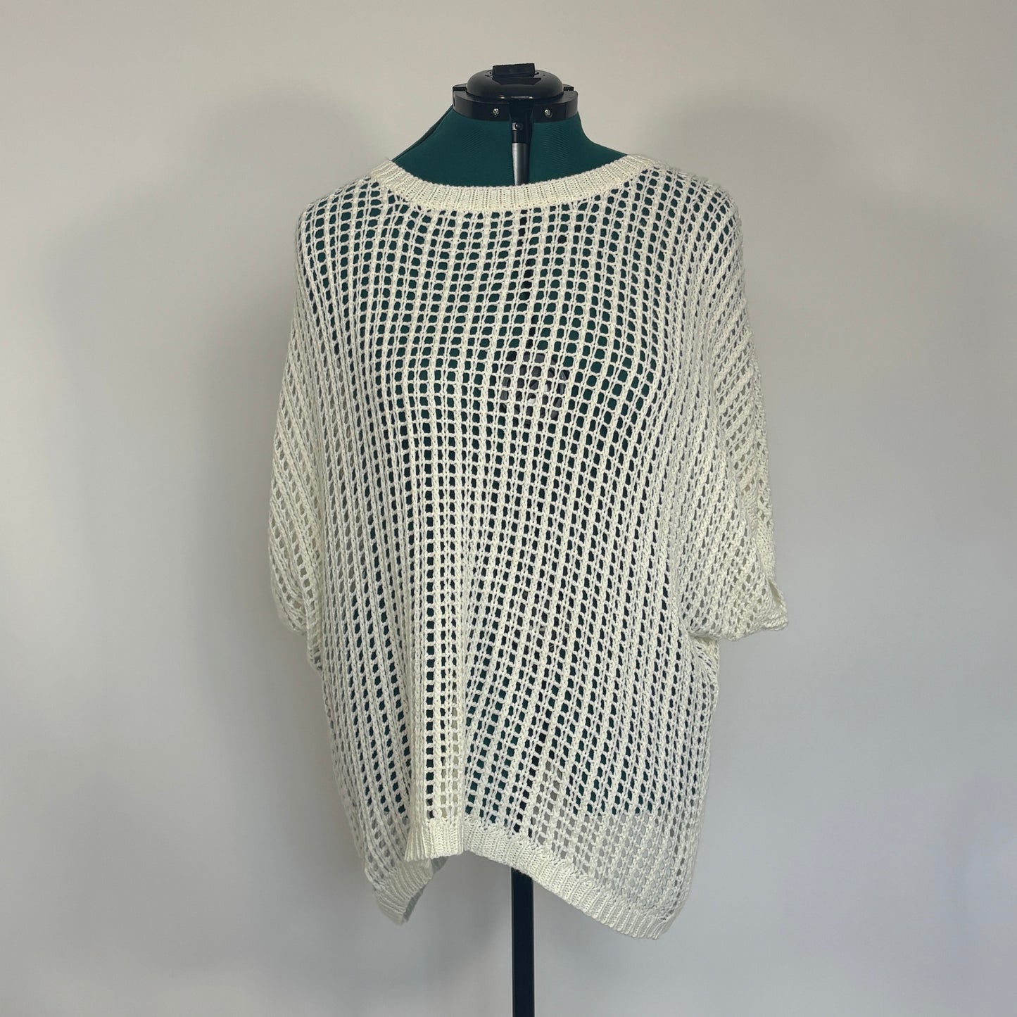 Cream Colored Short Sleeve Crochet Top