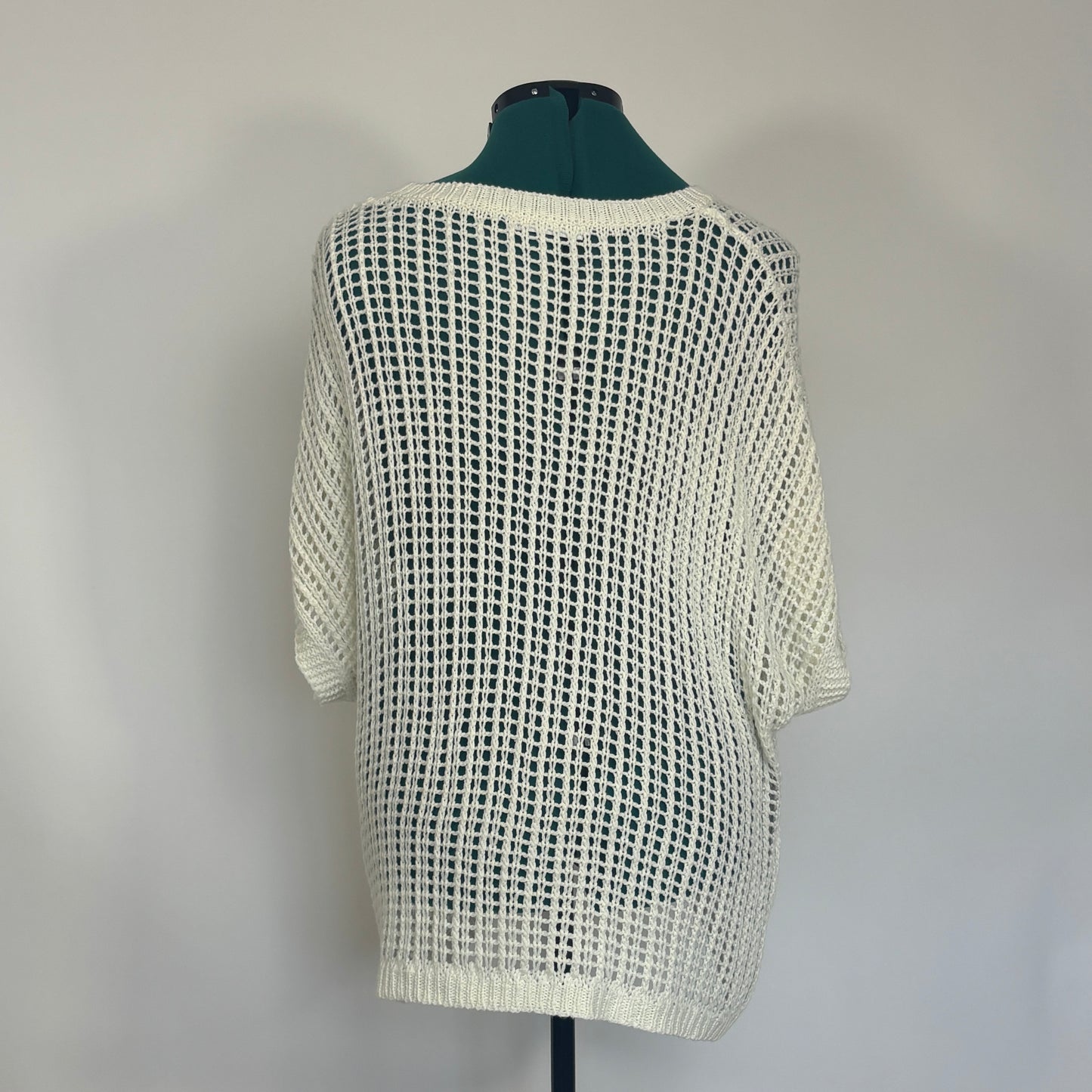 Cream Colored Short Sleeve Crochet Top