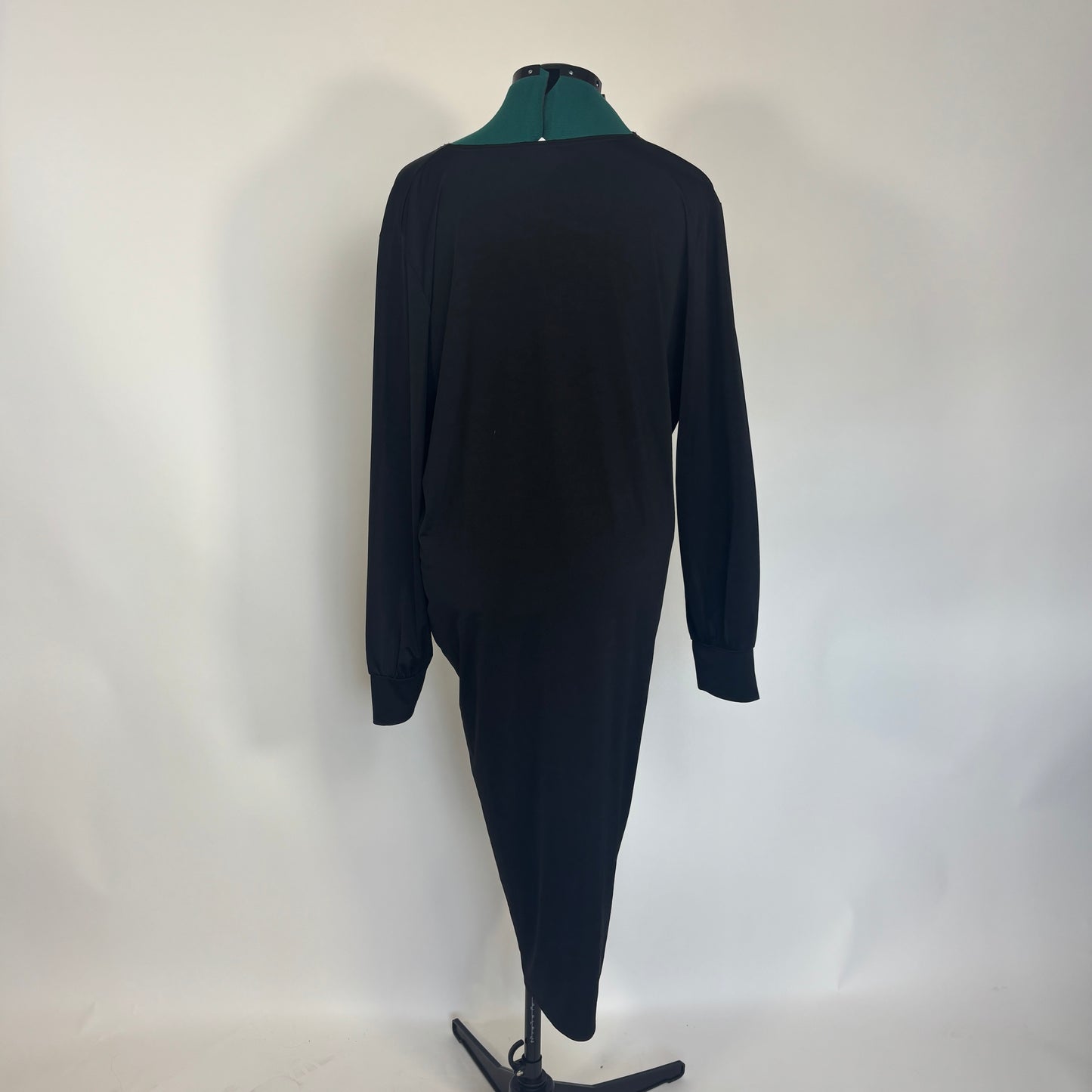 Boohoo Black Long Sleeve Ruched Midi Dress NWT
