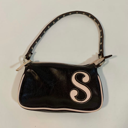 Limited Too Vintage Letter "S" Black Leather Shoulder Purse