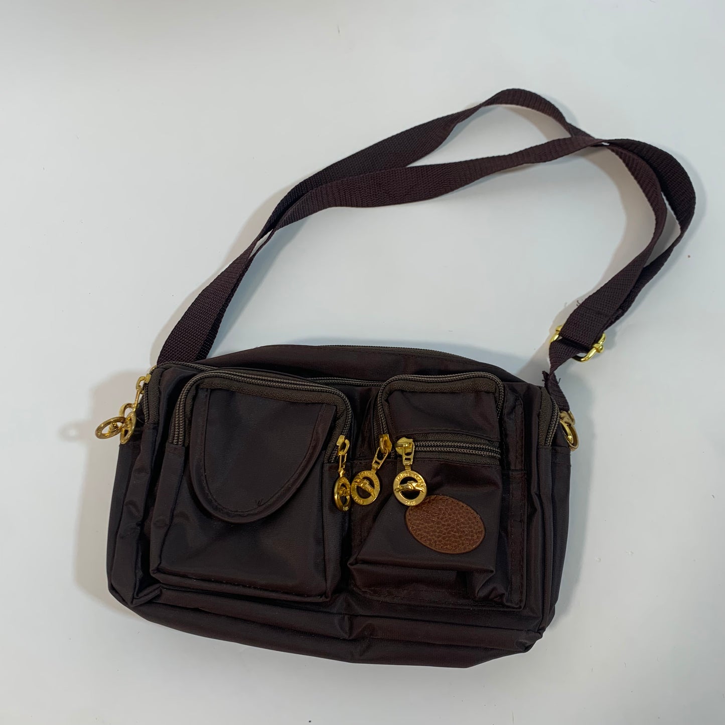 Longchamp Vintage Brown and Gold. Convertible Crossbody and Fanny Pack Purse