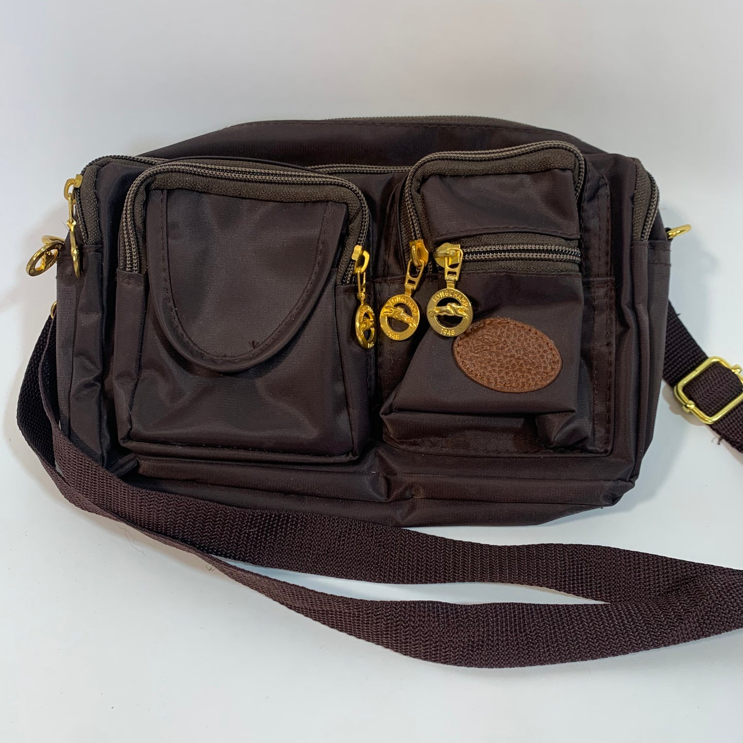 Longchamp Vintage Brown and Gold. Convertible Crossbody and Fanny Pack Purse