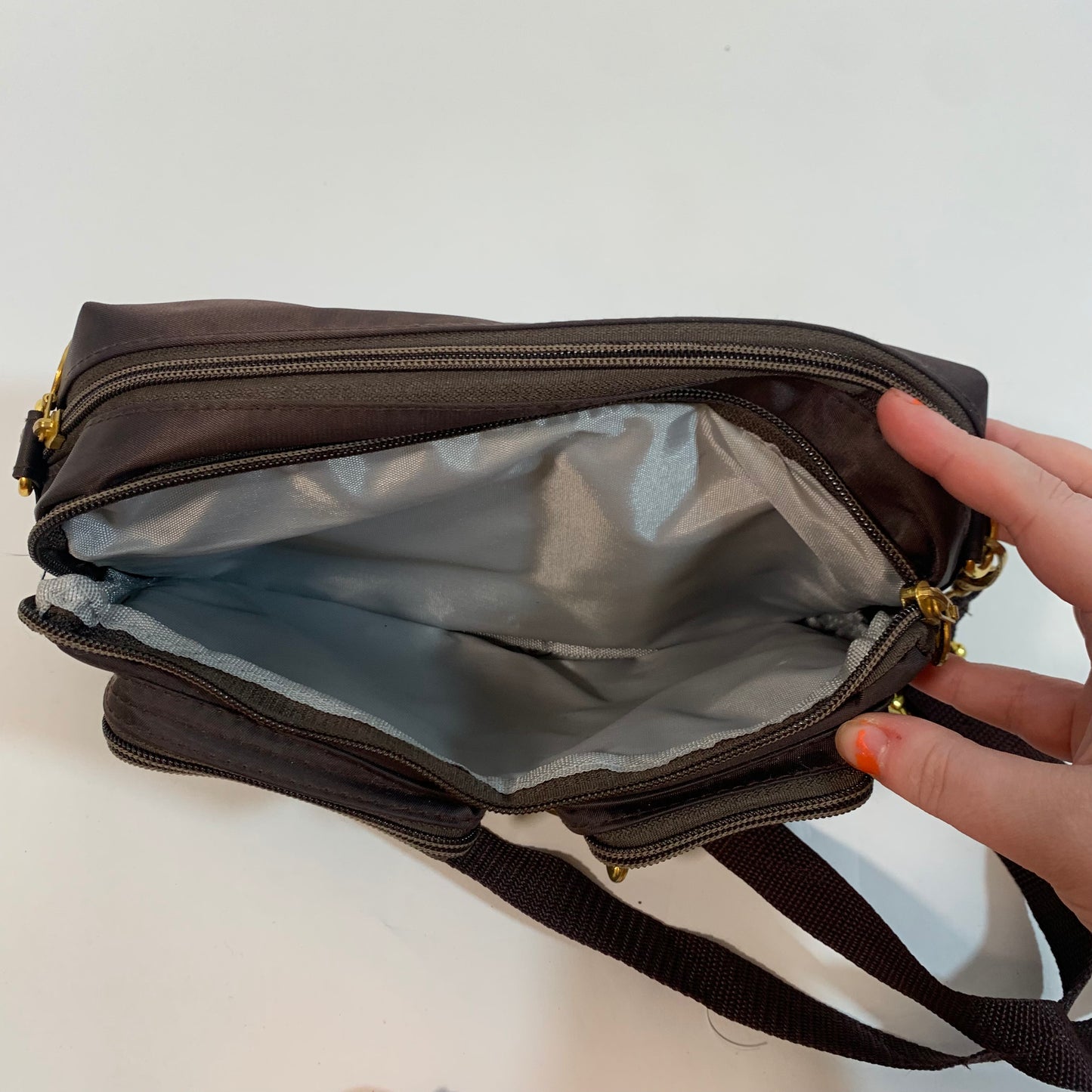 Longchamp Vintage Brown and Gold. Convertible Crossbody and Fanny Pack Purse