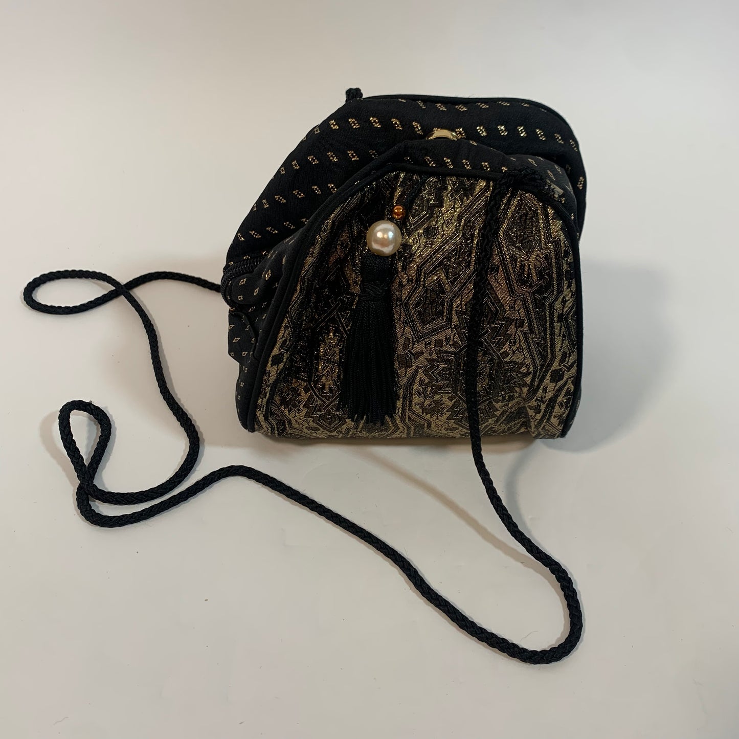 Whiting & Davis Vintage International Black and Gold Mini Bag Purse