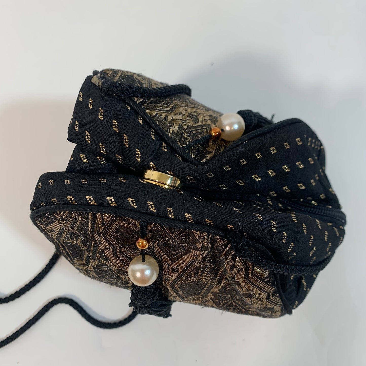 Whiting & Davis Vintage International Black and Gold Mini Bag Purse