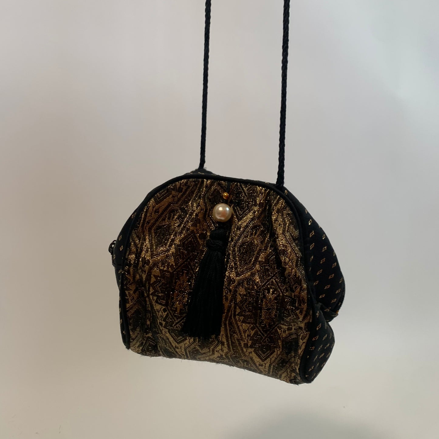 Whiting & Davis Vintage International Black and Gold Mini Bag Purse